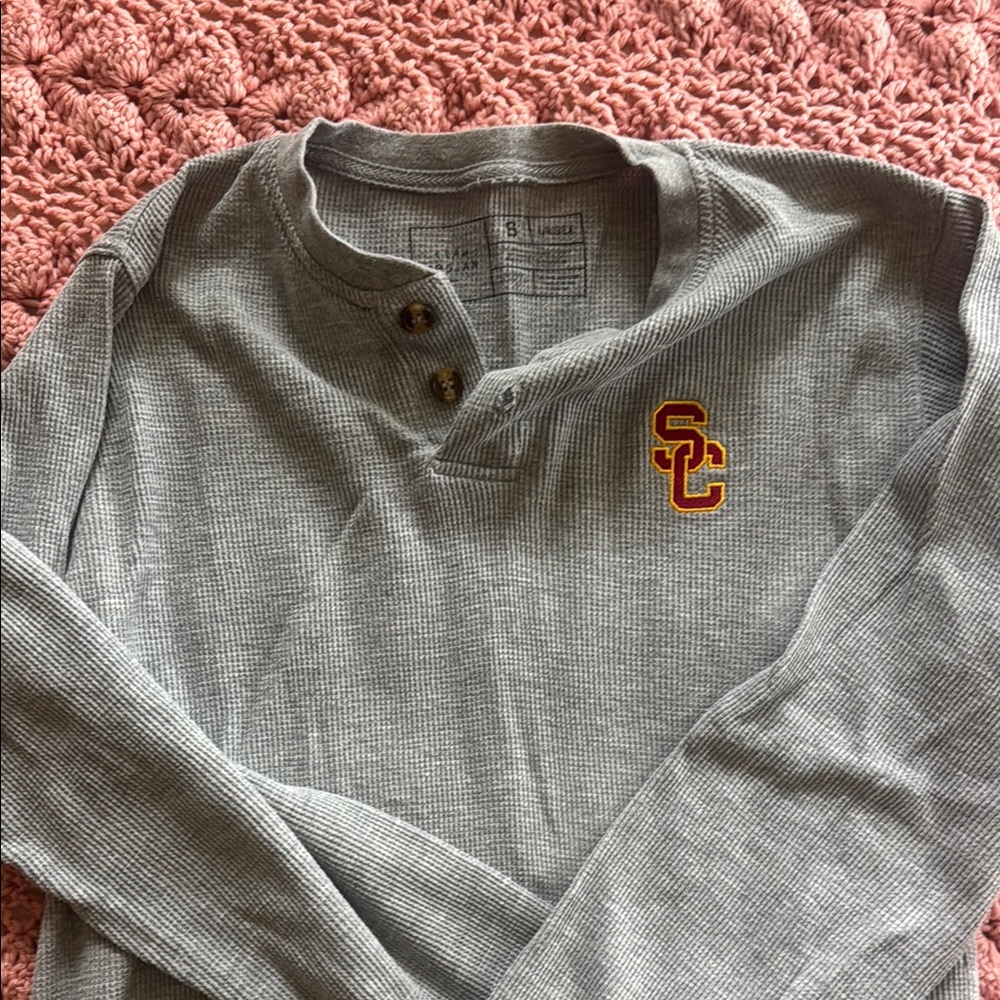 USC Southern California grey waffle Henley